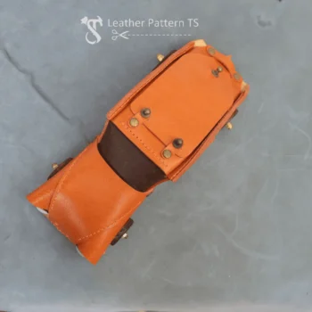 Leather car retro pattern angled top view with open compartment