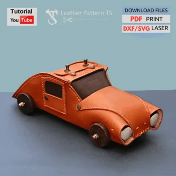 Leather car retro pattern jewelry box template with YouTube tutorial and download files PDF DXF SVG