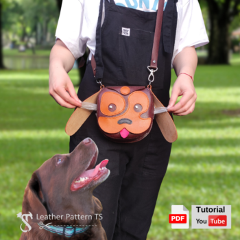 Dog Walking Leather Bag Template Cute Puppy Treat Pocket and Bag Dispenser, PDF