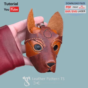 Leather dog wallet pattern – example finished coin purse made from template