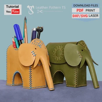 Elephant leather pattern DIY desk organizer with YouTube tutorial and download files PDF SVG DXF