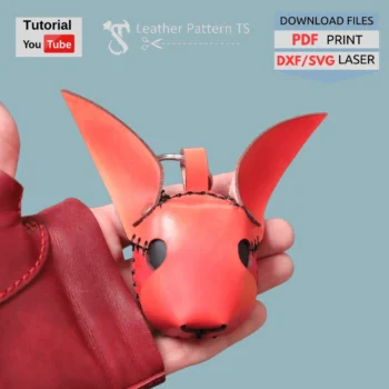 Leather bunny keychain pattern DIY rabbit charm with YouTube tutorial and download files PDF SVG DXF