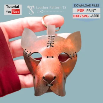 Simple leather dog pattern easy DIY keychain bag charm with YouTube tutorial and download files PDF SVG DXF