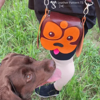 Dog treat bag leather pattern worn crossbody while training dog outdoors