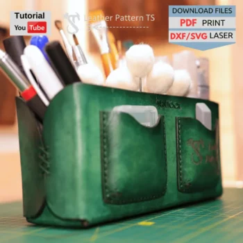 Leather desk organizer pattern with YouTube tutorial and download files PDF DXF SVG