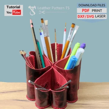 Leather heart pen holder pattern with YouTube tutorial and download files PDF DXF SVG
