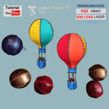 Festive set leather pattern balloon ball decor with printable templates (PDF, SVG, DXF). Easy to craft ornaments for tree or seasonal decor.